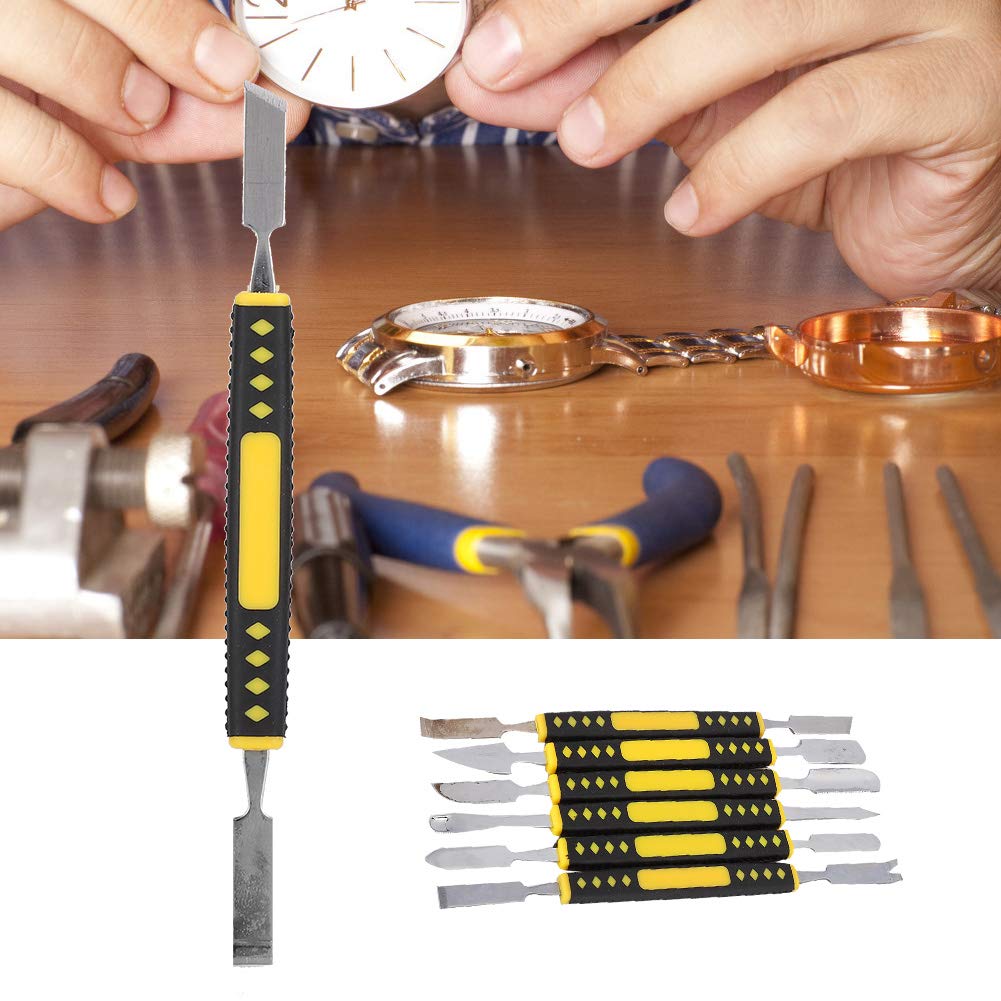 6-Piece Stainless Steel Pry Tool Repair Kit with Anti-Slip Handle - Dual-End Spudger for iPhone, Laptop, Tablet, Watch & Electronics Repair | Perfect for DIY Fixes & Professional Tech Maintenance