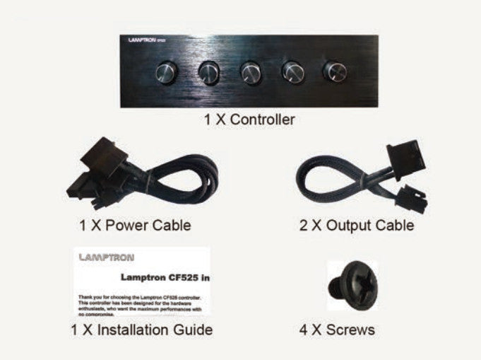 Lamptron CF525 5-Channel Fan Controller - 60W per Channel for PC Cooling & Custom PC Builds - Perfect for Gaming Rigs & Workstations