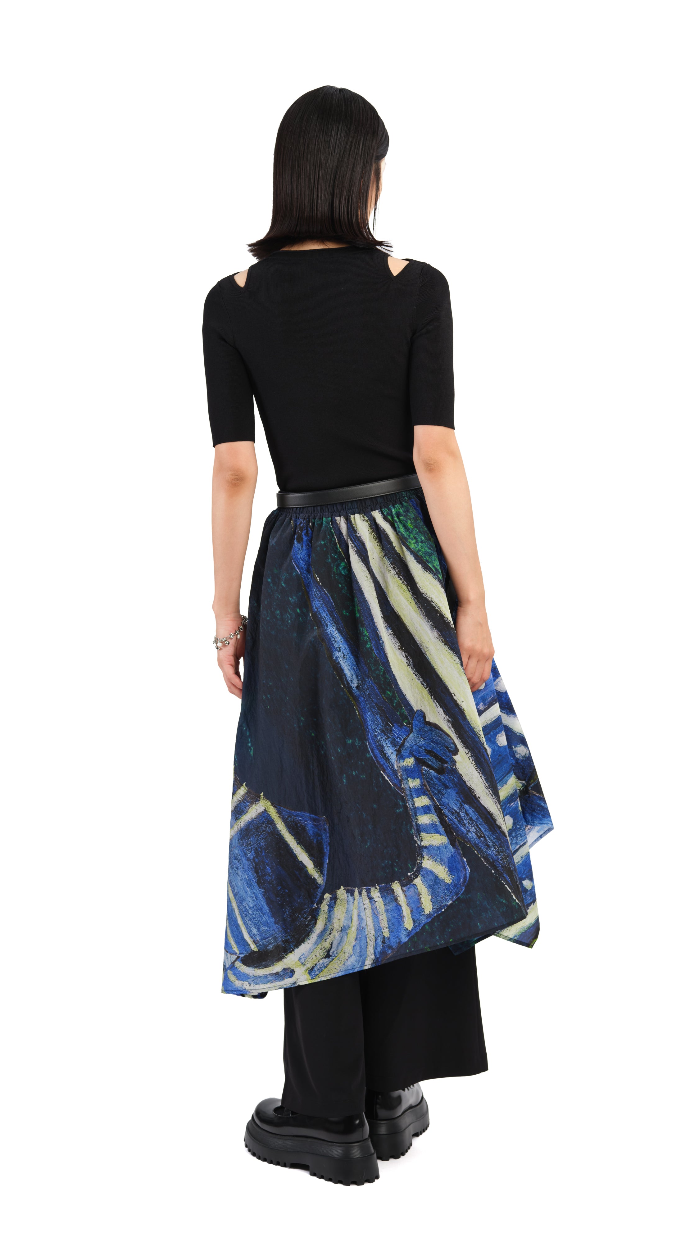 Selk'Nam Graphic Print Asymmetric Skirt - Unique Boho Chic Midi Skirt for Women | Perfect for Festivals, Beach Vacations & Boho Fashion Outfits