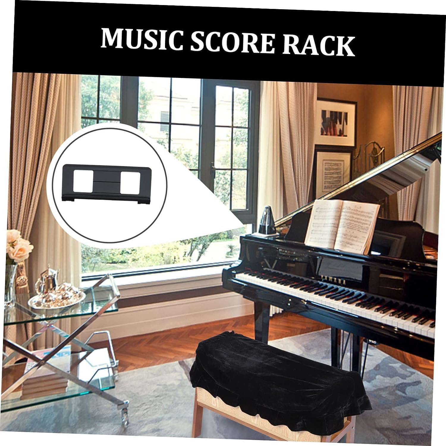 Adjustable Sheet Music Stand for Keyboard - Compatible with Yamaha & Multiple Piano Models | Durable Metal Music Book Holder with 2 Clips | Perfect for Piano Practice, Music Lessons & Live Performances