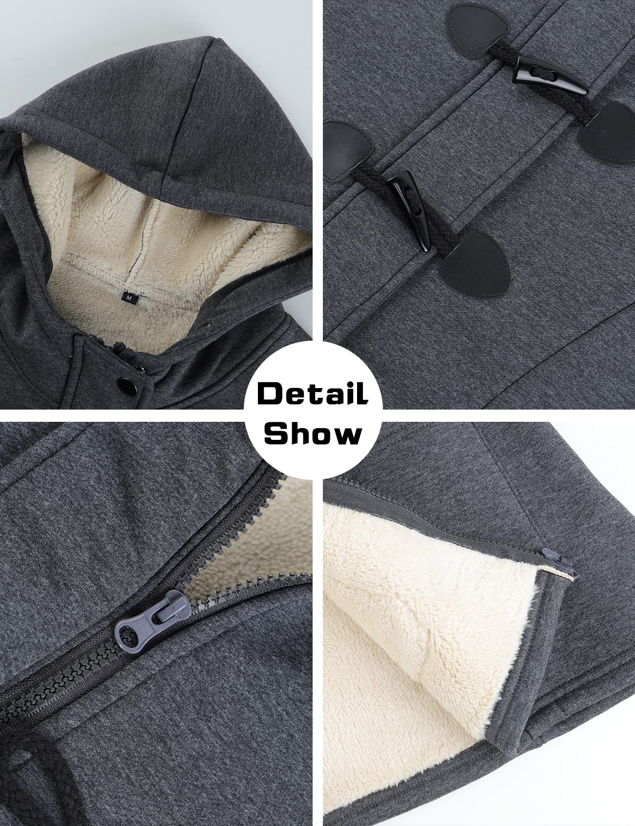 Women's Sherpa Lined Winter Jacket - Warm Fleece Hooded Duffle Coat with Toggle Closure | Perfect for Cold Weather, Outdoor Activities & Casual Winter Fashion