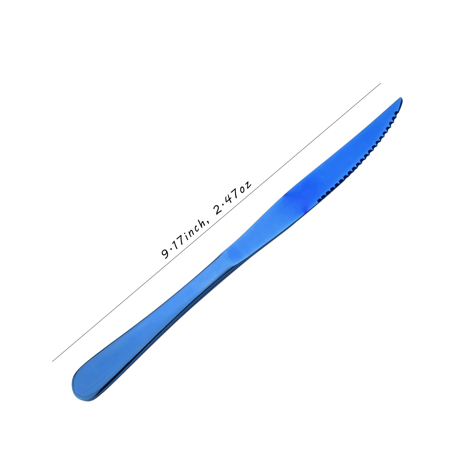 Premium Blue Steak Knives Set of 10 - Mirror Polished Stainless Steel Kitchen Cutlery with Straight & Serrated Edges - Dishwasher Safe Steak & Dessert Knives for Fine Dining, BBQ Parties & Home Entertaining