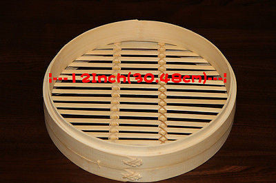 Premium 12 Inch Bamboo Steamer Set - 2 Stackable Steamer Baskets with Lid for Dim Sum, Dumplings & Asian Cooking | Natural & Eco-Friendly Kitchenware