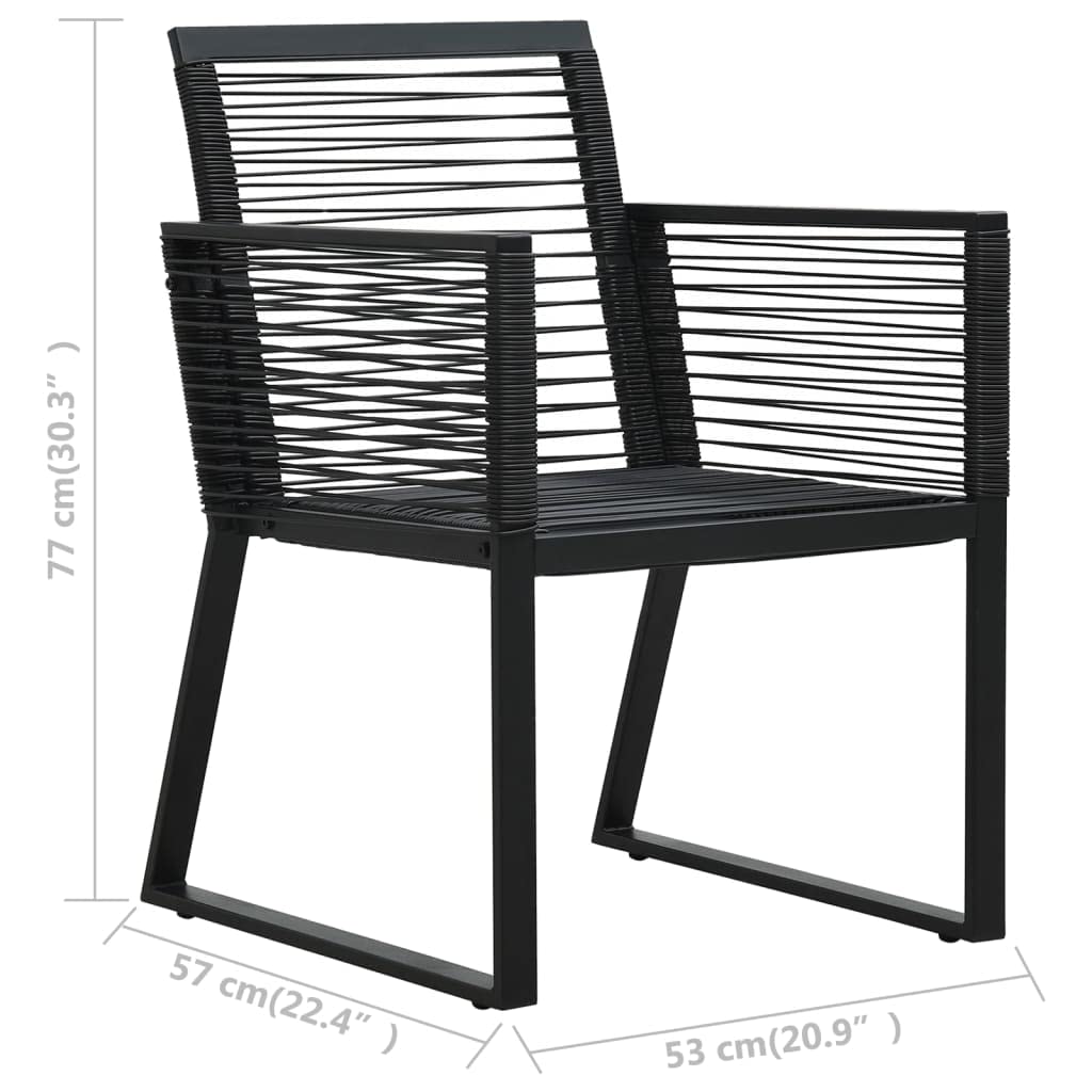 Premium Black PVC Rattan Patio Chairs Set of 2 - Modern Weather-Resistant Outdoor Furniture for Garden, Deck & Backyard - Comfortable Seating with Armrests for Relaxing, Lounging & Entertaining Guests