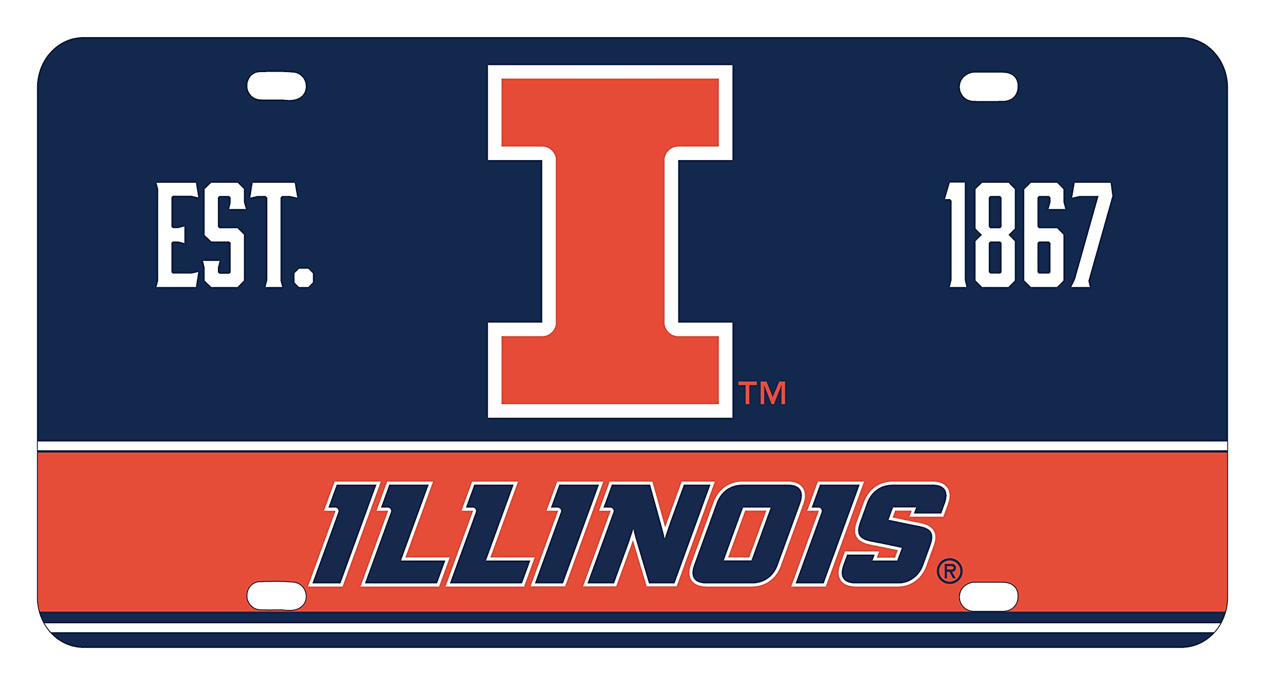 Official Illinois Fighting Illini Metal License Plate - NCAA Licensed College Car Accessory - Perfect for Alumni, Fans & Game Day Decor
