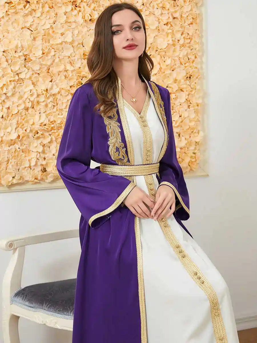 2-Piece Caftan Dress Set with Inner Sleeveless Dress - Flowy Boho Maxi Outfit for Beach, Pool, or Summer Vacation #253189