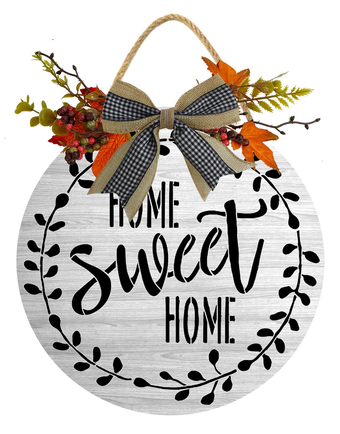 Rustic Wooden Home Sweet Home Sign - Farmhouse Wall Decor, Wooden Door Sign for Entryway, Living Room & Bedroom - Handmade Rustic Wall Art for Cozy Home Decor