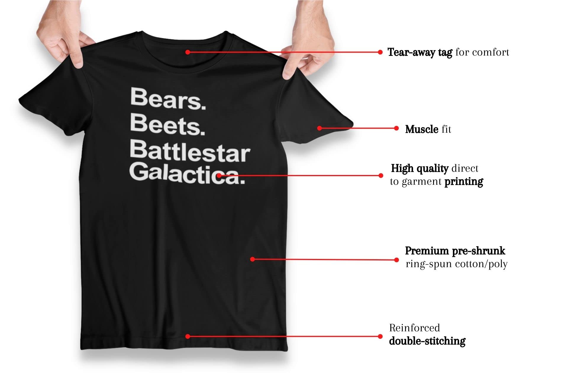 Pop Threads Bear Beets Graphic Short Sleeve T-Shirt for Men - Casual Office Wear & Funny Gift Idea