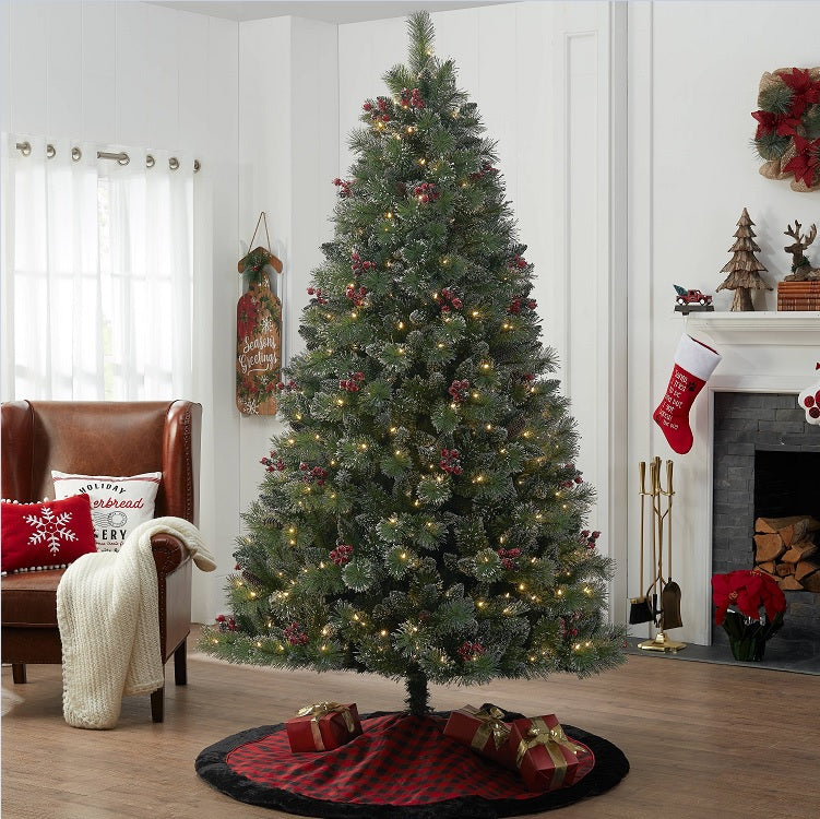 7.5 Ft Pre-Lit Artificial Christmas Tree with Dual Instant Lite Pole - Essex Pine Design for Holiday Decor | Perfect for Living Room, Office, and Festive Events