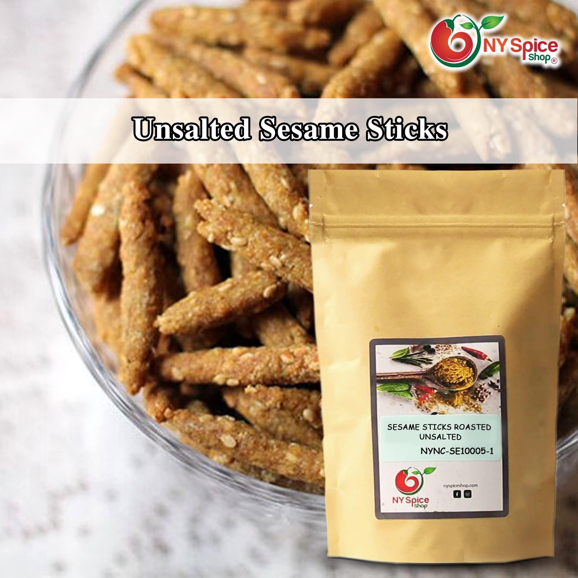 Honey Roasted Sesame Sticks Snacks - 1 Pound Bulk Gourmet Sesame Seed Treats - Crunchy & Fresh NY Spice Shop Specialty - Perfect for Office Snacking, Afternoon Energy Boost & Healthy On-the-Go Treats