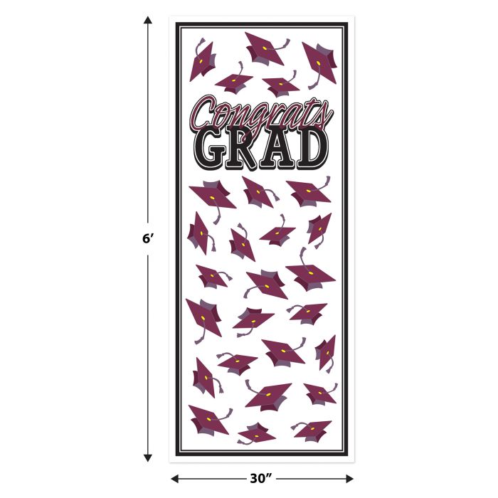 12 Pack Beistle Burgundy Graduation Door Cover - Decorate for High School & College Graduation Parties, Commencement Celebrations, and Grad Night Events