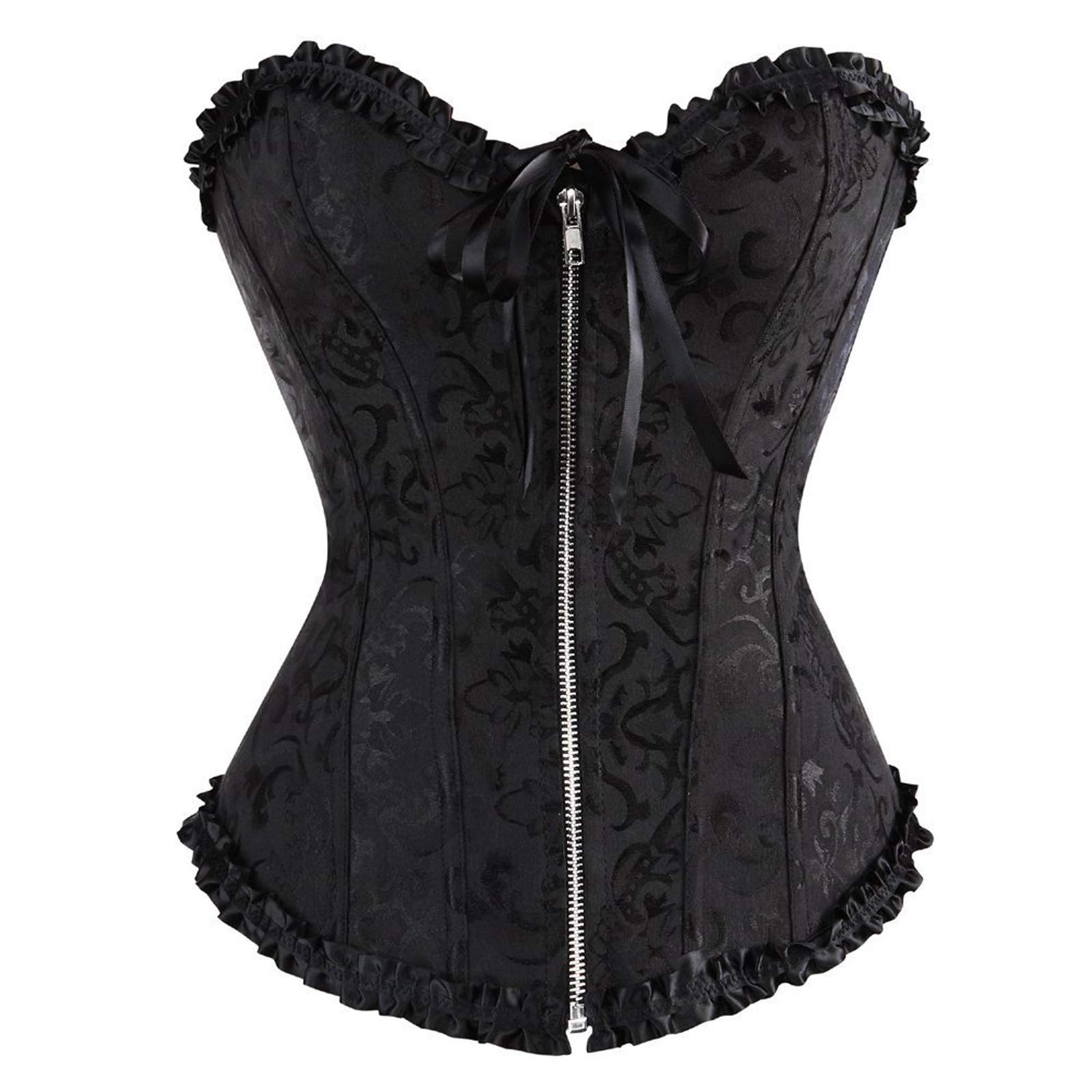 Vintage Underbust Corset for Women - Renaissance Lace Up Satin Corset with Boning - Waist Cincher Bustier Girdle Shaper for Costume, Cosplay & Burlesque