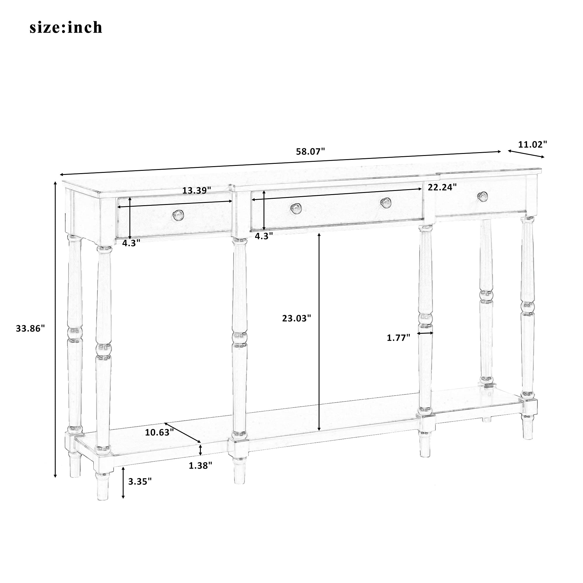 Solid Wood Console Table Sofa Table - Classic Entryway Table with Storage Shelf & Drawer - Narrow Accent Table Furniture for Living Room, Hallway, Bedroom (White+Brown) - Perfect for Home Decor, Small Space Organization & Entryway Storage