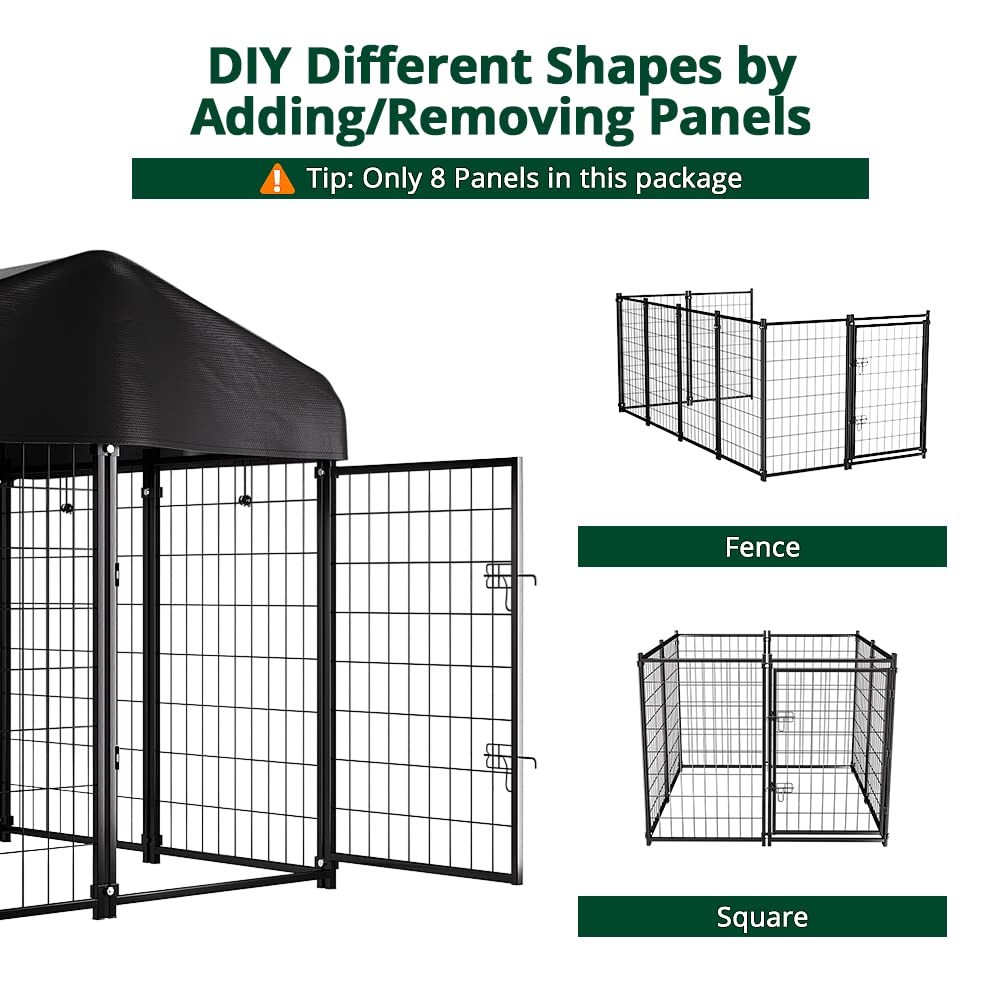 **PawGiant 4ft x 4ft x 4.5ft Outdoor Dog House - Waterproof Roof Cover, Durable Pet Kennel for Small & Medium Dogs - Indoor/Outdoor Dog Crate, Playpen & Enclosure for Backyard, Patio & Travel**