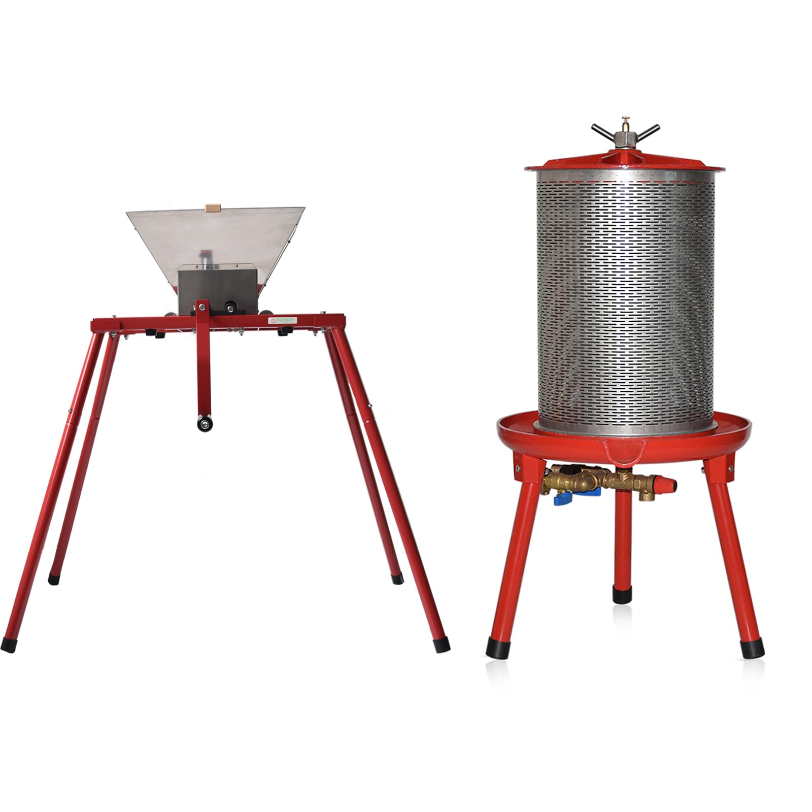 Premium Hydraulic Fruit Wine Press 5.3 Gallon/20L with Built-in Apple Grinder - Ideal for Making Cider, Juice & Wine at Home or Small Farms