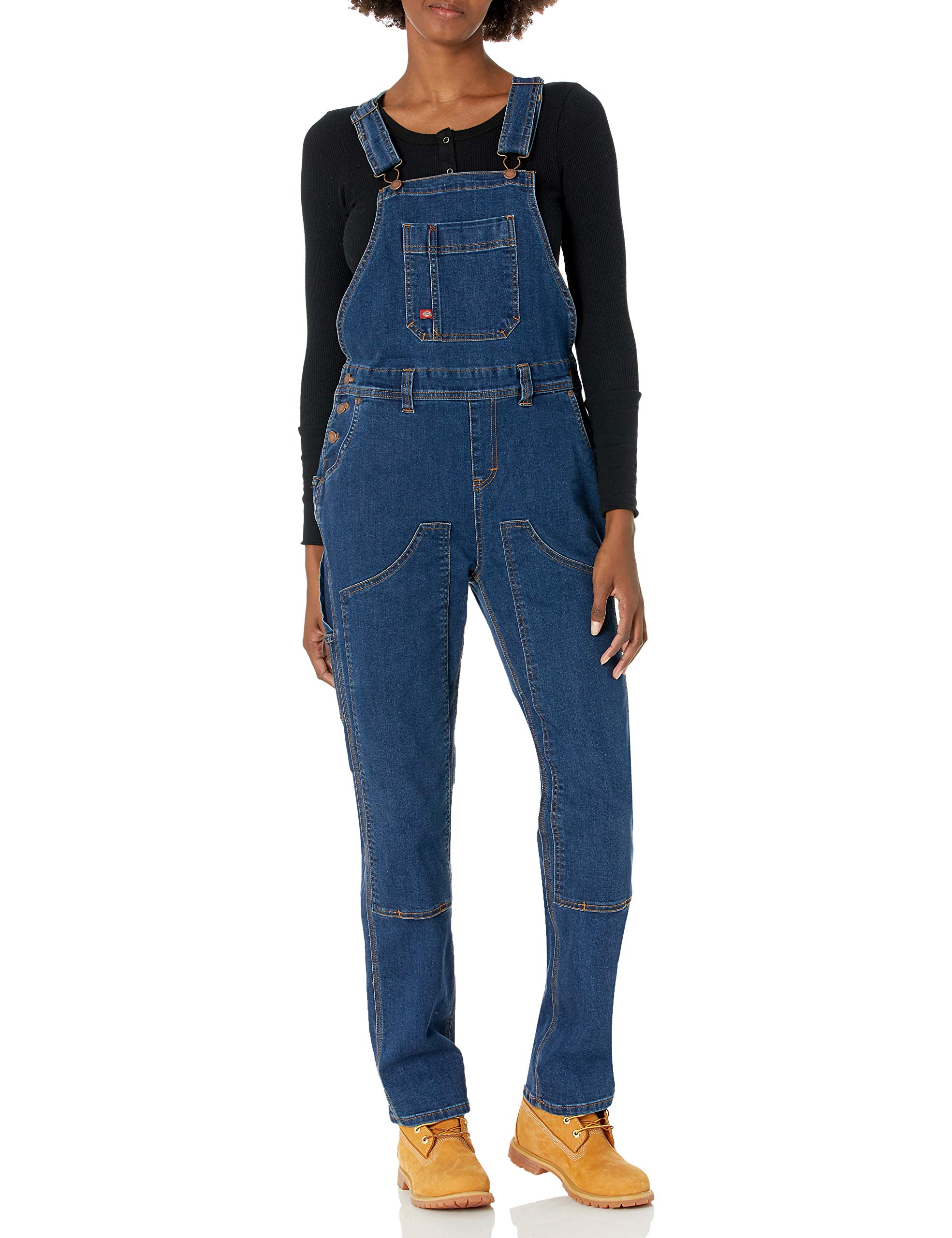 Dickies Women's Denim Double Front Bib Overalls - Durable Workwear for Farming, Construction & Outdoor Activities