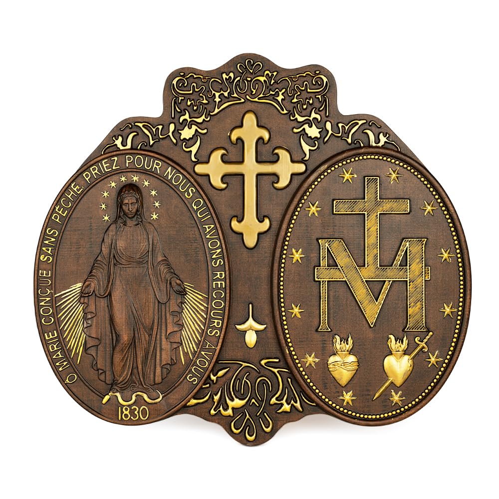 Handmade Wooden Virgin Mary Wall Plaque - 16 Inch Religious Art Sculpture for Home Decor, Catholic Gifts & Christmas Present | Perfect for Church, Prayer Room & Christian Home Décor