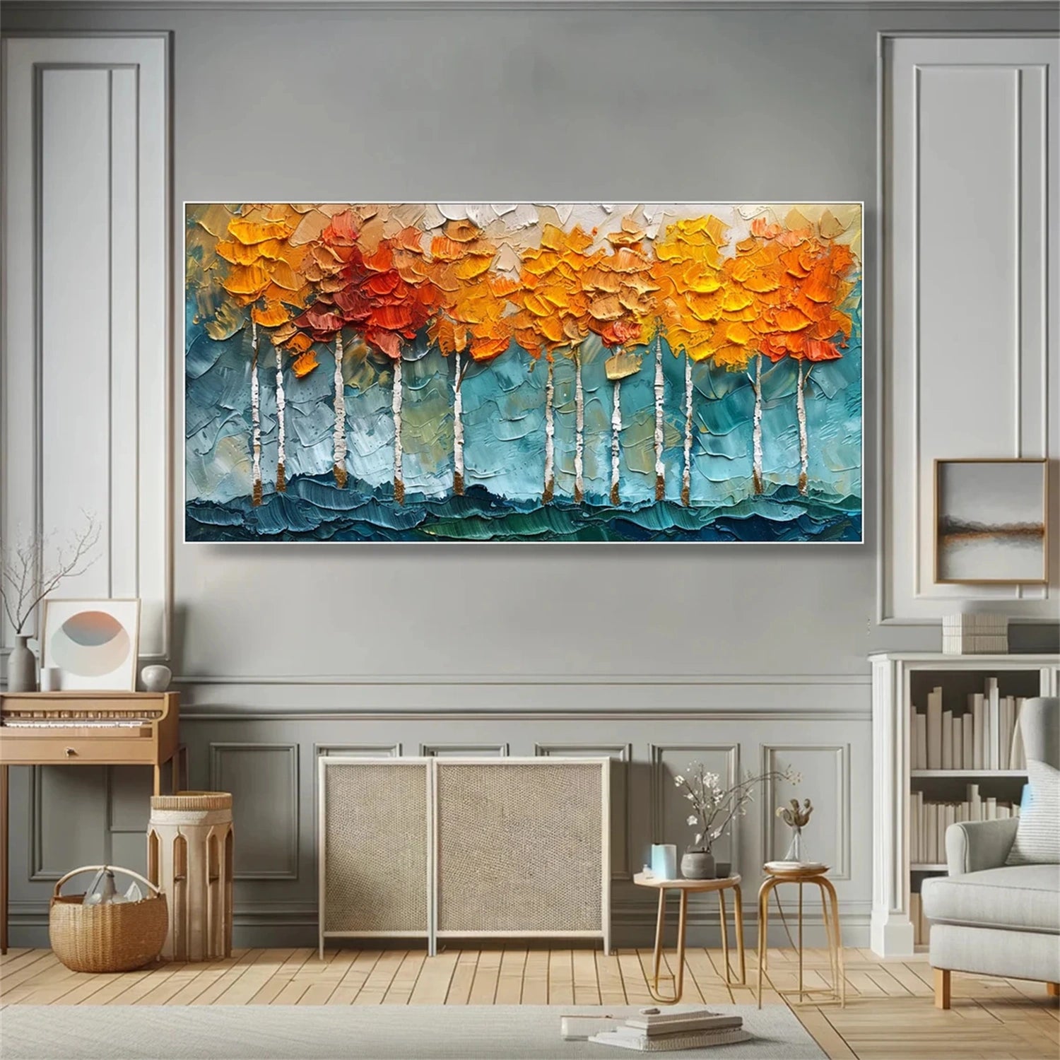 Flower and Tree Painting #FT146 - Handmade Canvas Wall Art for Home Decor, Living Room, Bedroom & Office