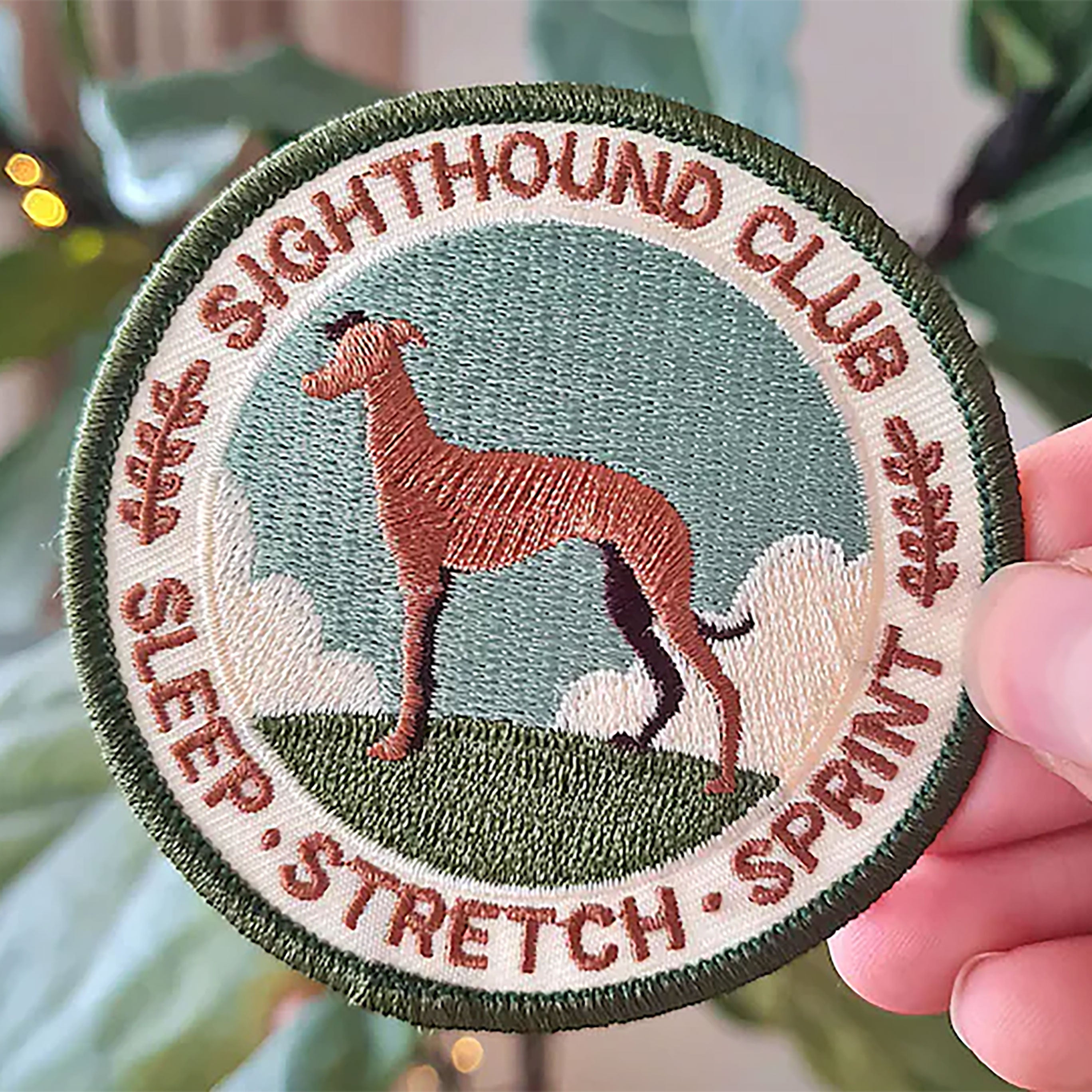 Green Hound Sighthound Club Patch - Embroidered Dog Breed Badge for Jackets & Vests - Perfect for Dog Shows, Hunting Gear & Pet Lover Accessories