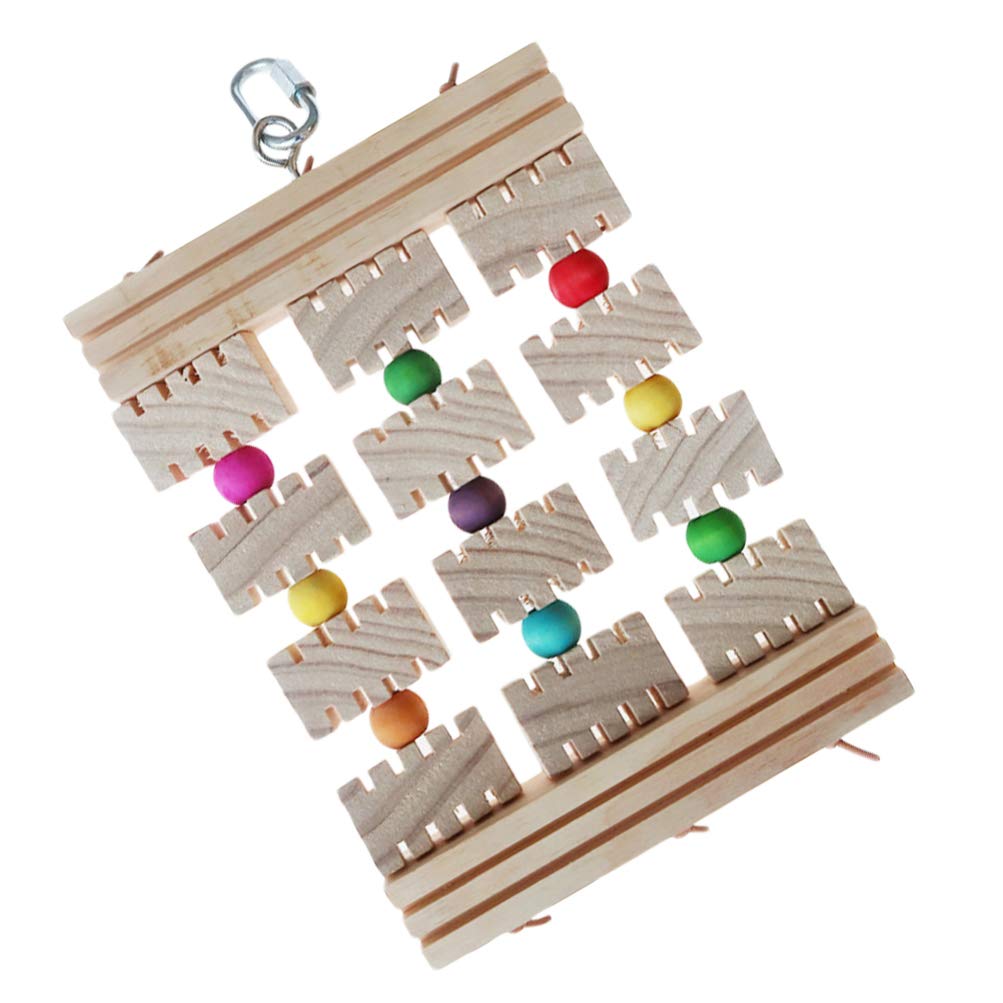 Balacoo Natural Wooden Bird Toys for Parrots - Hanging Chewing Blocks, Beak Trim & Climbing Toy for Macaws, African Greys, Cockatoos | Durable Pet Bird Enrichment Activity for Cage Play