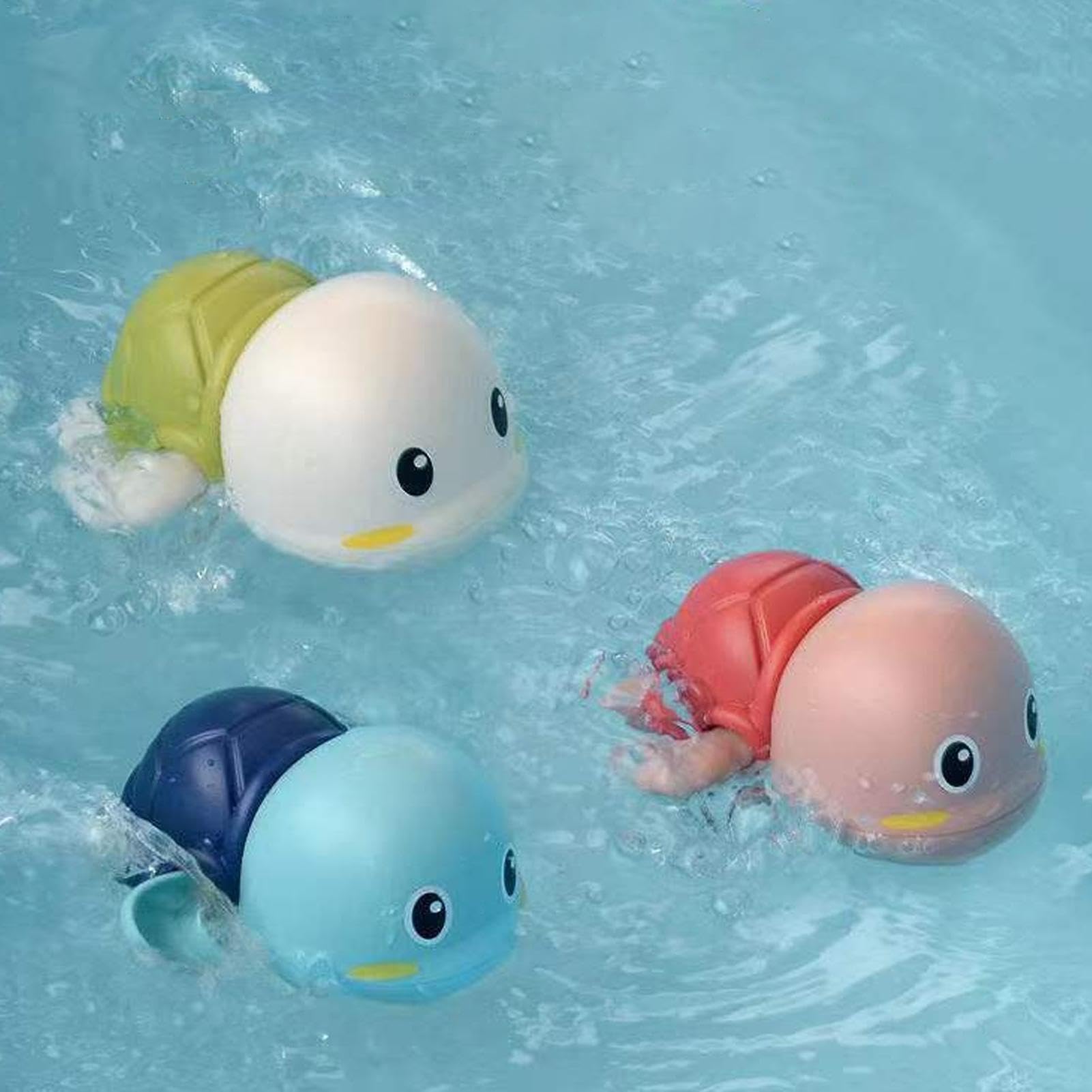 3-Piece Wind-Up Mechanical Turtle Bath Toy Set | Cute Floating Animal Water Toys for Babies & Kids | Fun Bath Time Play for Toddlers & Infants