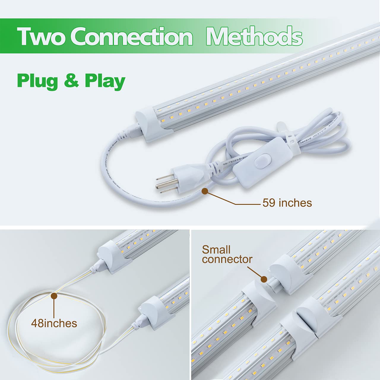 12 Pack LED Shop Light Fixture - 8FT 75W Integrated V-Shaped Tube Light, Linkable White Daylight 6000K Garage Lighting - Indoor Workshop Lights with On/Off Switch & Clear Cover - Perfect for Garages, Warehouses, and Commercial Spaces