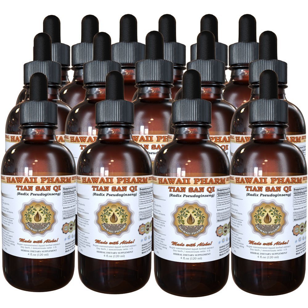 Hawaii Pharm Tian San Qi (Radix Pseudoginseng) Liquid Extract & Dried Root Powder Tincture - 15x4 fl.oz Herbal Supplement Made in USA | Supports Circulation & Natural Wellness