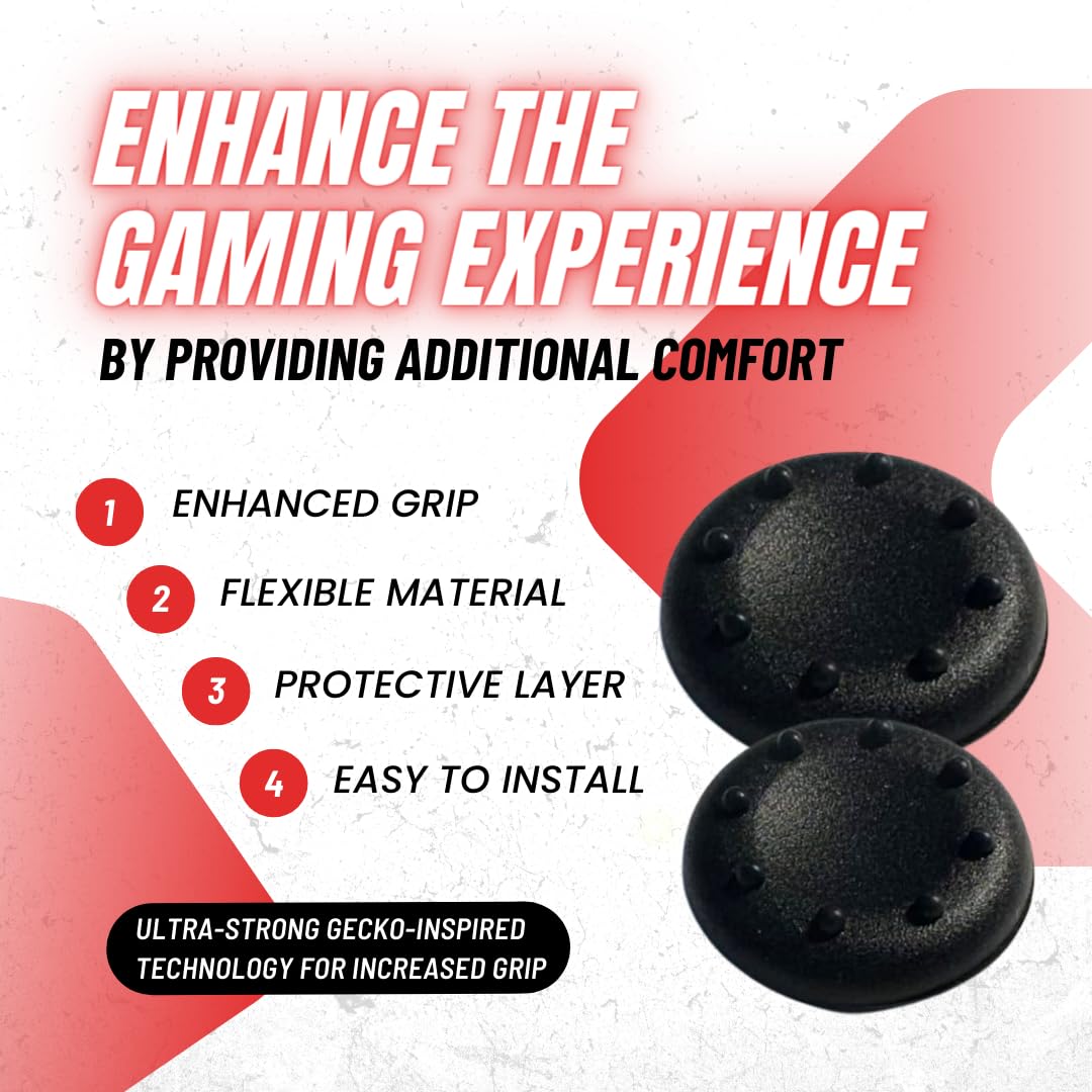Premium Silicone Thumb Grips for Gaming Controllers - Enhanced Grip for Nintendo Switch, PS5/4/3, Xbox Series X/S & One (Black) - Reduce Hand Fatigue During Long Gaming Sessions - Ideal for FPS, Racing & Fighting Games - Perfect for Esports, Casual & Competitive Gaming