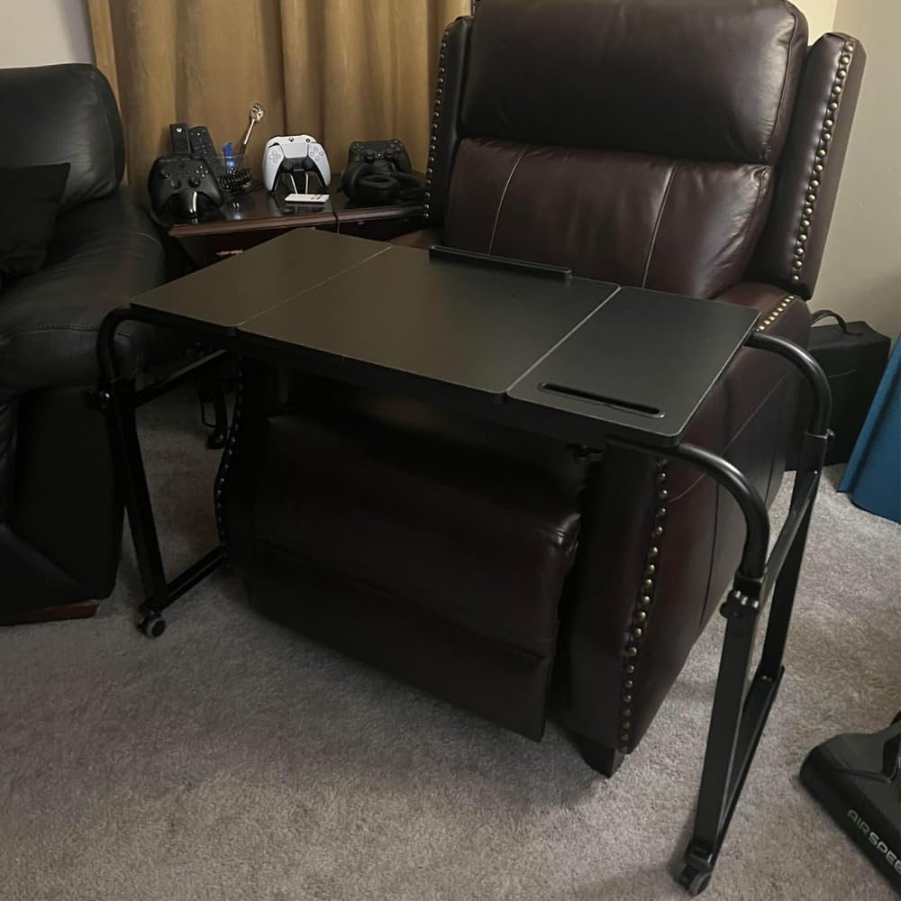 Adjustable Overbed Table with Wheels - Portable Laptop Desk Cart for Hospital & Home Use - Ideal for Patients, Students & Remote Workers (Bedside Workstation, Meal Tray, Reading Stand)