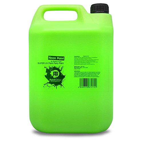 Glow in the Dark Body Paint - Bright Green Neon Splash Paint for Face & Body - 5L Bottle - Perfect for Halloween, Raves, UV Parties & Nighttime Events