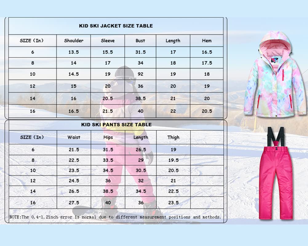 SEARIPE Girls Waterproof Ski Jacket and Pants Set - Winter Warm Snowsuit for Kids & Toddlers | Outdoor Snowboarding & Cold Weather Play