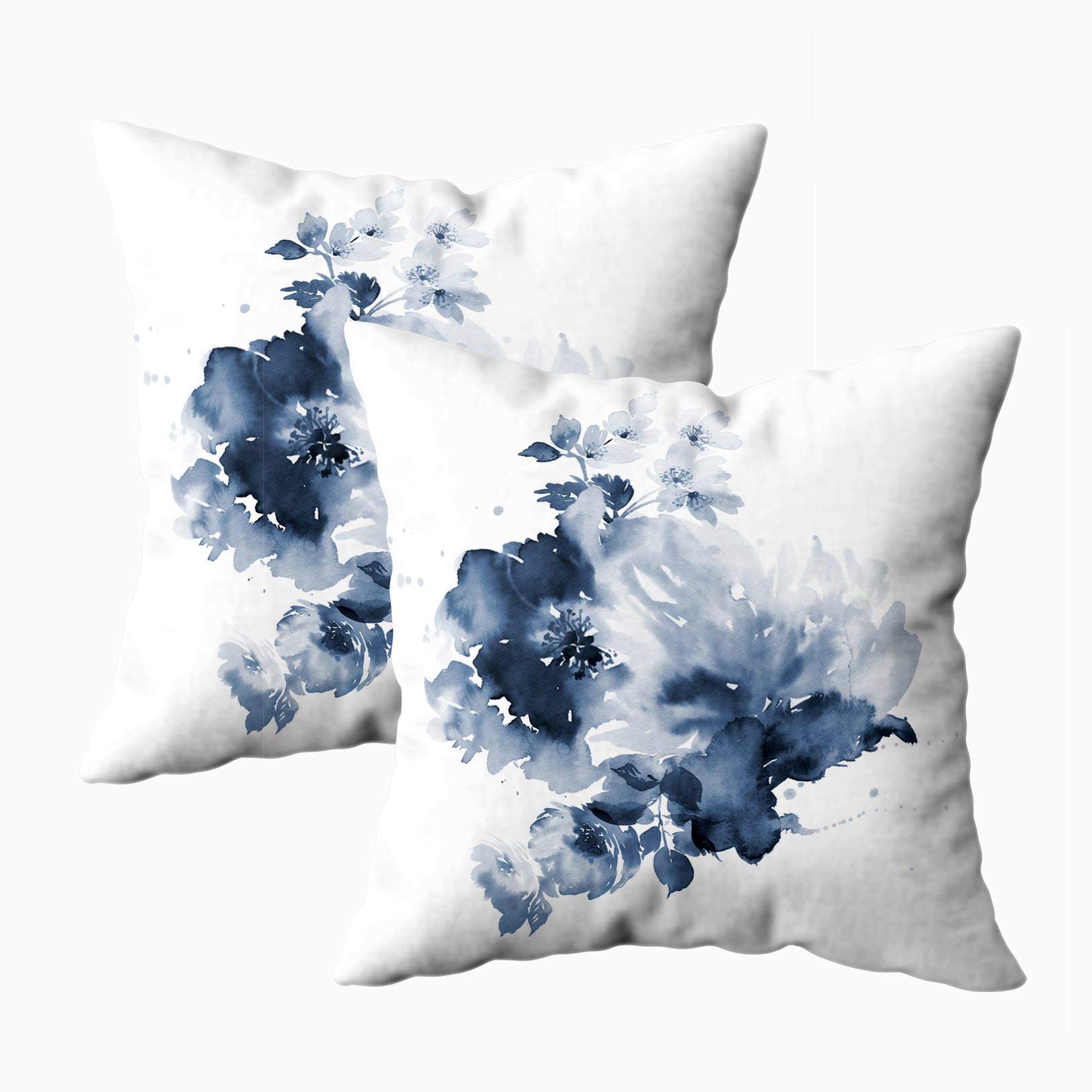 18x18 Invisible Zipper Pillow Cases - Pack of 2 Premium Cushion Covers with Hidden Zipper, Floral Watercolor Design for Halloween, Spring, Wedding & Home Decor - Perfect for Sofa, Bedroom and Gift Giving