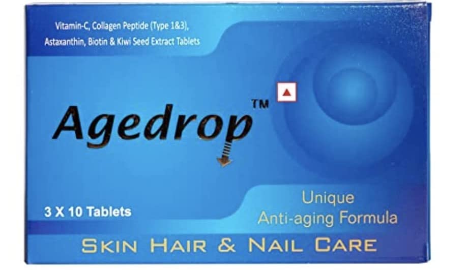 AGEDROP Anti-Aging Skin, Hair & Nail Supplement Tablets - Boost Collagen & Hydration for Youthful Glow - Perfect for Daily Beauty Routine & Wellness Support