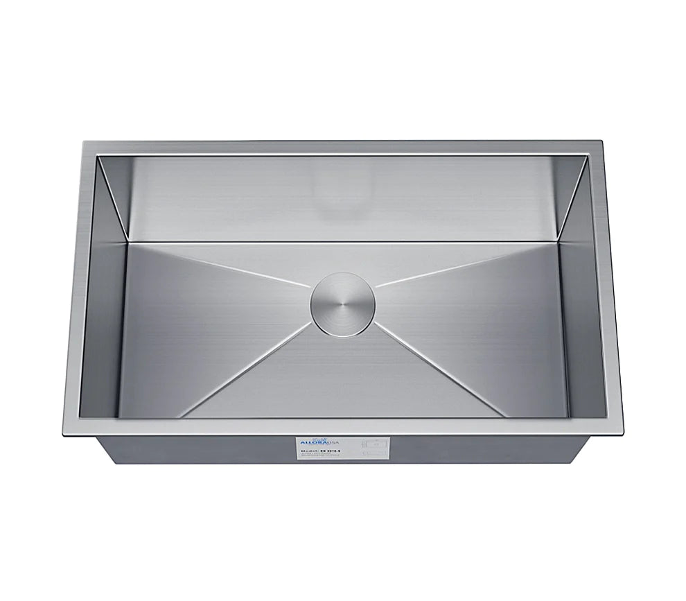 Allora USA KH 3318 S 33x18x9 Inch Undermount Single Bowl Stainless Steel Kitchen Sink - Handmade, Durable for Busy Home Chefs & Restaurant Use