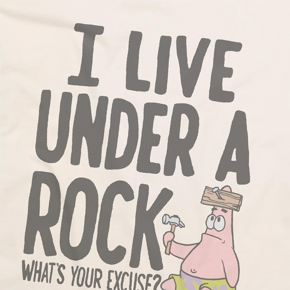 SpongeBob Under A Rock Adult Unisex T-Shirt - Popfunk Official Classic Ring-Spun Cotton Tee - Perfect for Casual Wear, Cosplay & SpongeBob Fans