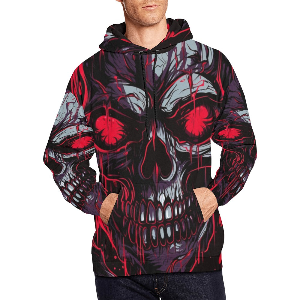 Gothic Bloody Skull Hoodie for Men & Women - Edgy Halloween & Punk Streetwear - Perfect for Costumes, Concerts, and Dark Fashion