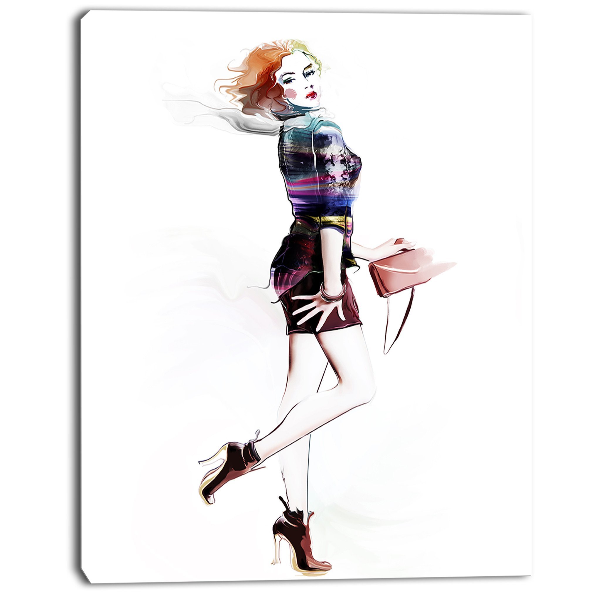 Designart Stylish Young Girl Portrait - Modern Digital Art Canvas Print - 30x40 Inches - Perfect for Bedroom, Living Room & Office Wall Decor