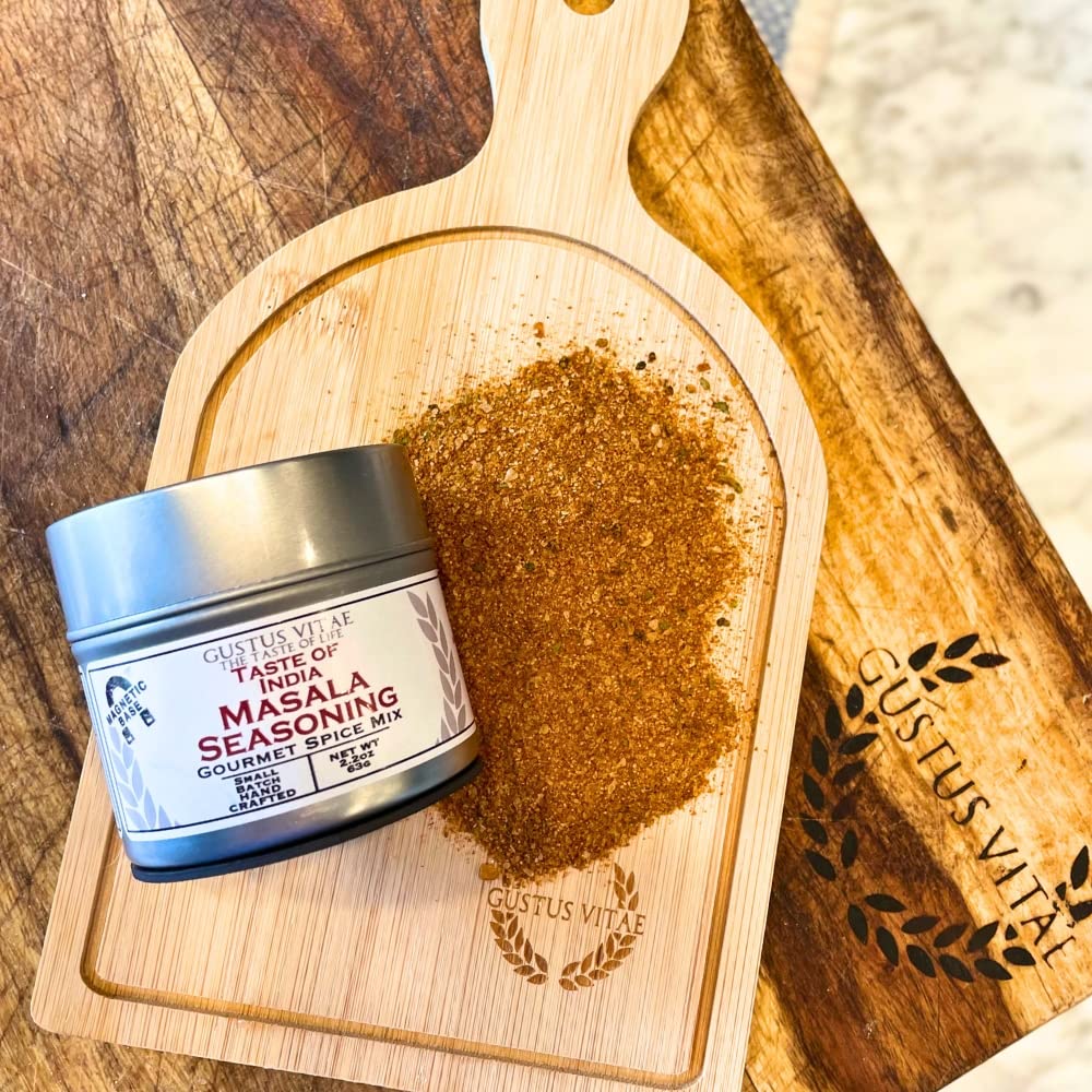 Premium Masala Seasoning Blend - All Natural, Non-GMO, Handmade in Small Batches | Gourmet Indian Spice Mix | Artisanal USA-Made Seasoning | GLP-1 Friendly | Comes in Magnetic Tin | Ultra Premium Quality by Gustus Vitae (#079) - Perfect for Curries, Rice Dishes, Soups & Grilled Meats