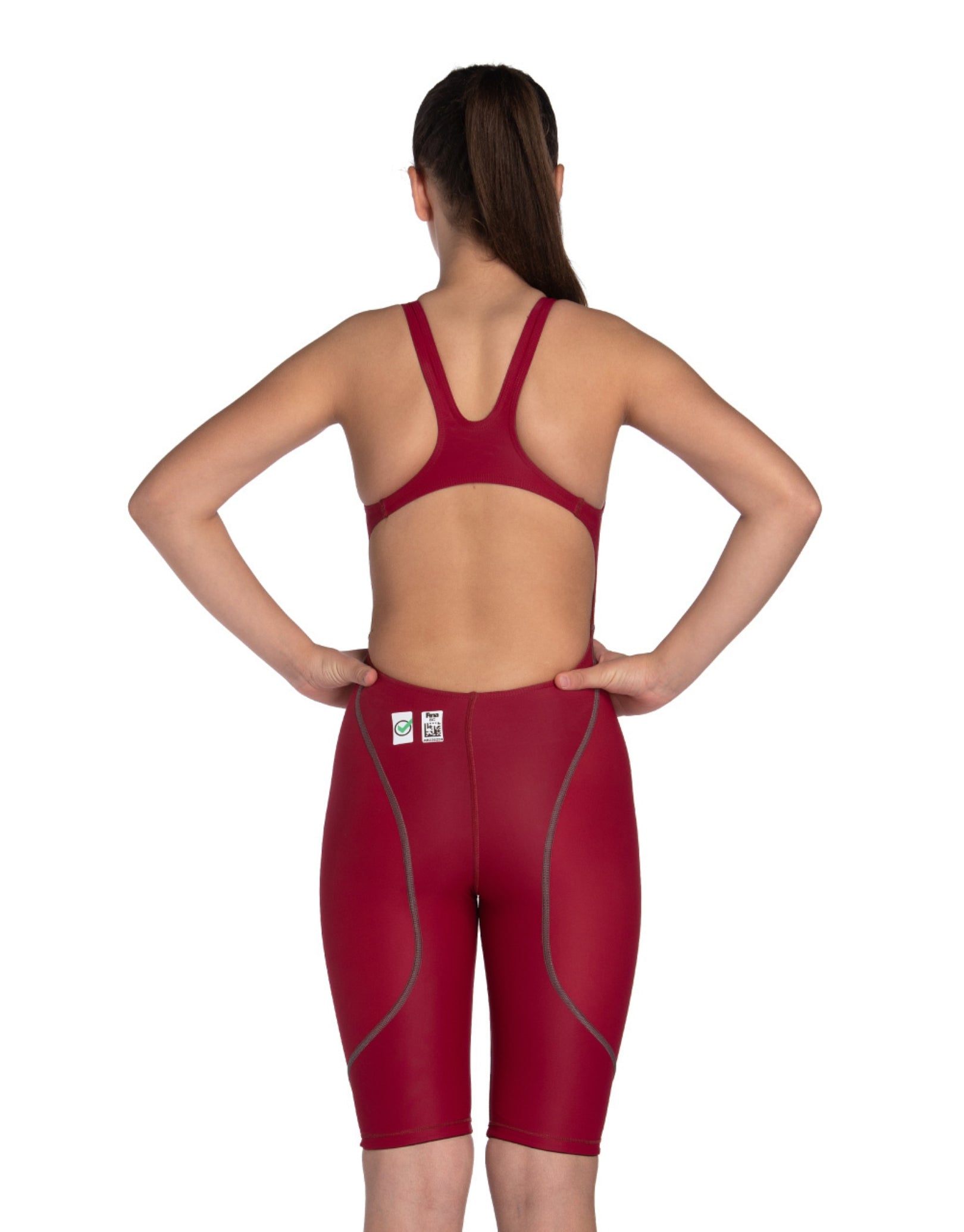 Girls Powerskin ST NEXT Open Back Swimsuit - Deep Red - Perfect for Swimming, Beach & Pool Activities