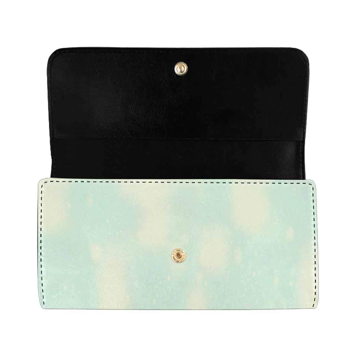 INTERESTPRINT Women's Trifold Long Clutch Wallet - Christmas Tree Pattern Blue PU Leather Card Holder Purse for Holiday Parties & Everyday Use