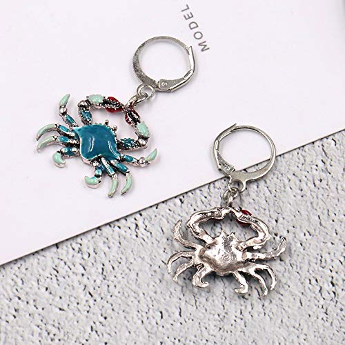 Cartoon Maryland Smiling Crab Stud Earrings - Enamel Red & Blue Sea Animal Jewelry Set for Women | Cute Pendant Necklace & Earrings Gift | Perfect for Beach Vacations, Summer Outfits and Seafood Lovers