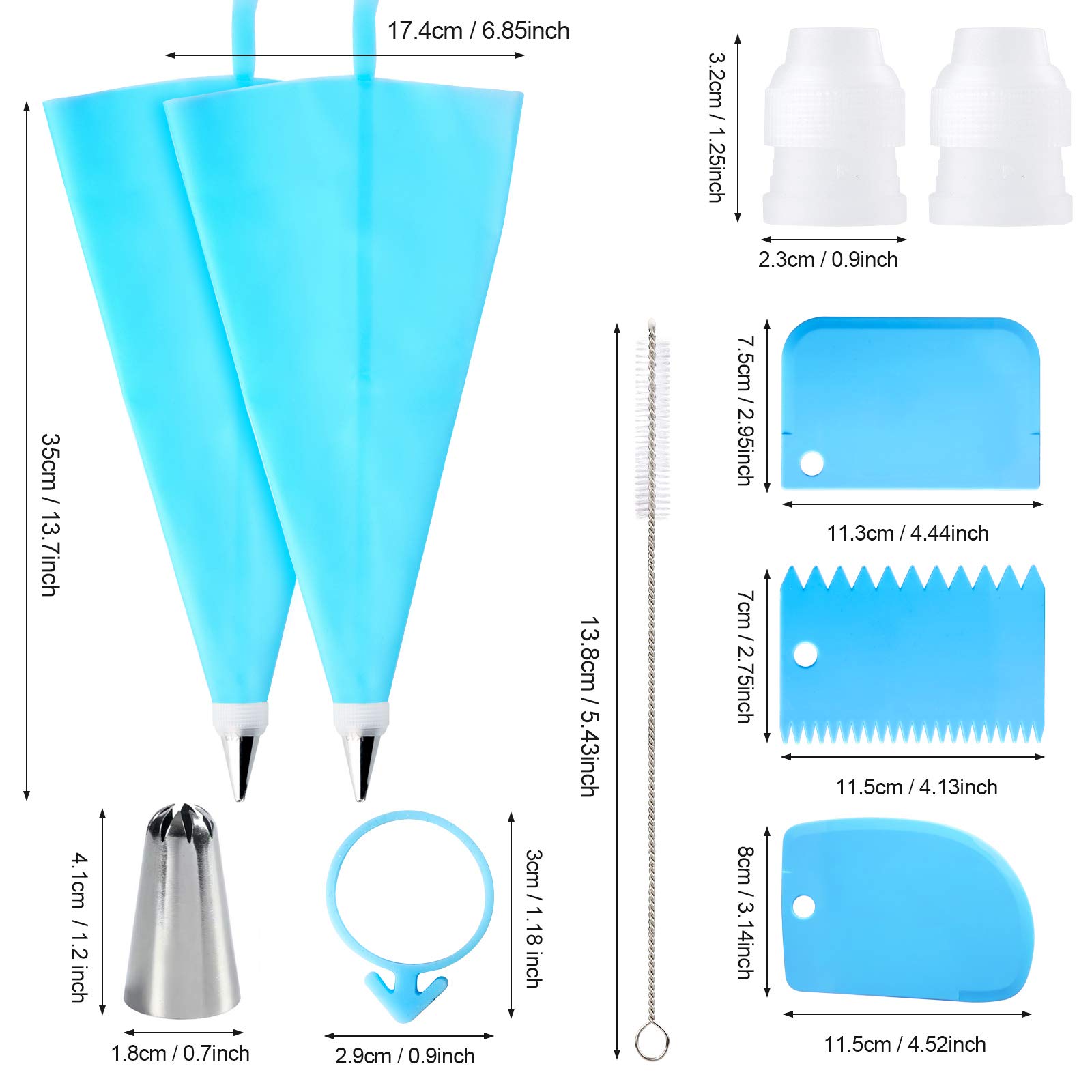 34 Pcs Cake Decorating Kit - Reusable Silicone Icing Piping Bags with 24 Nozzles, 2 Couplers & 3 Scrapers for Baking, Cupcake & Cookie Decorating | Professional Pastry Tools for Home Bakers & Wedding Cakes