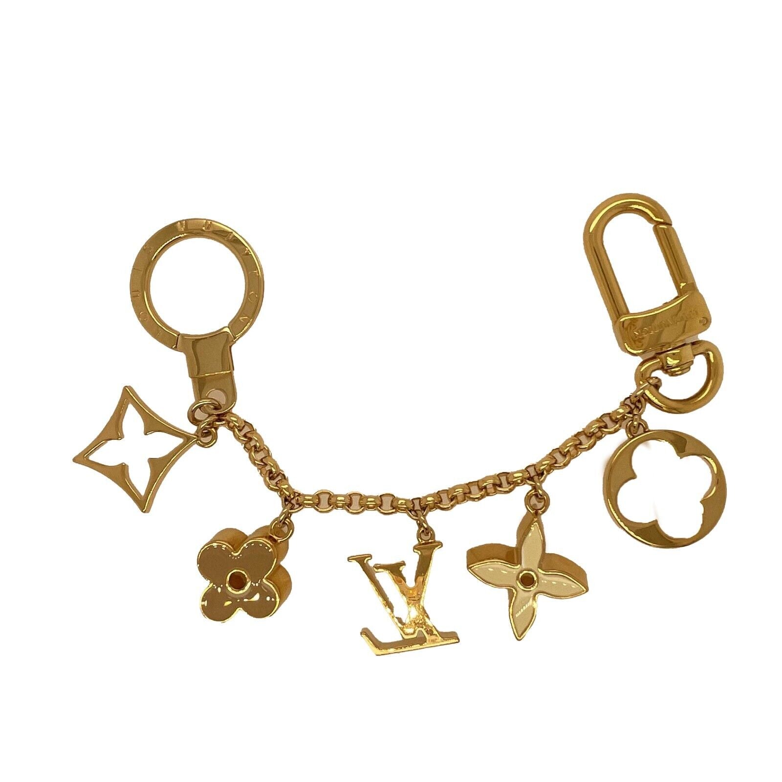 Authentic Louis Vuitton Monogram Fleur Bag Charm with Chain - Luxury Accessory for Handbags, Purses & Keys | Perfect Gift for Fashion Lovers