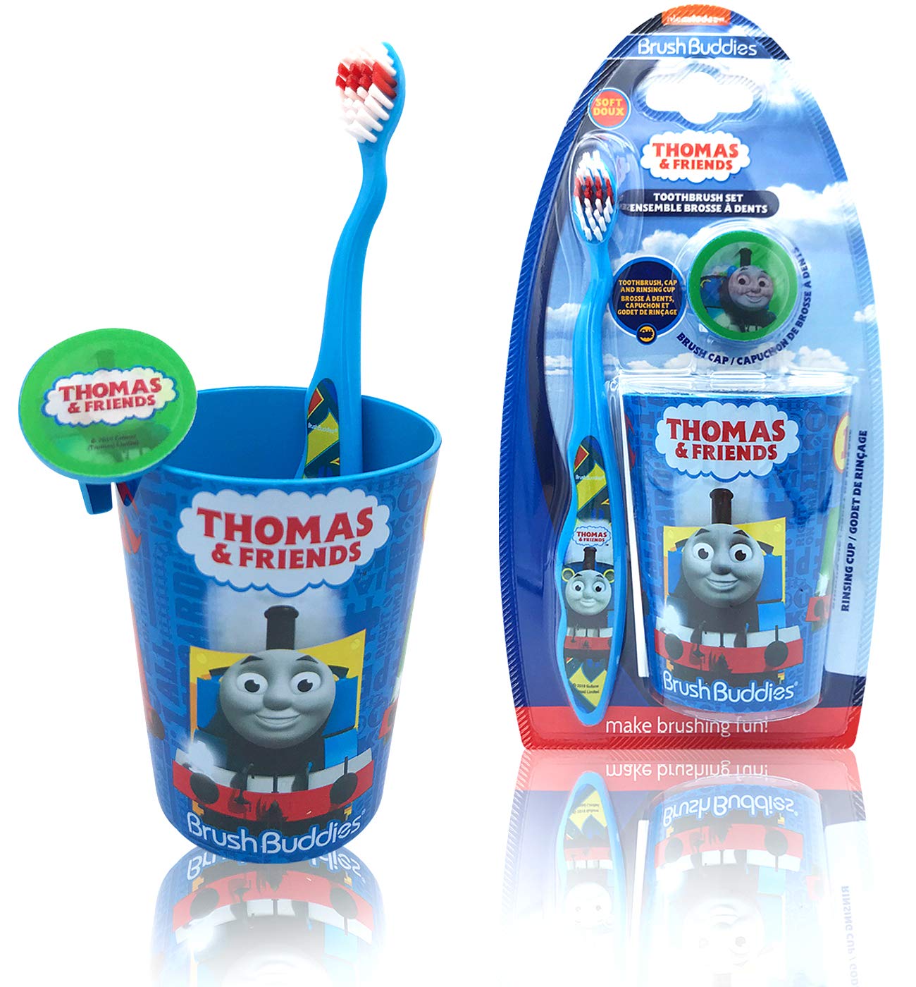 Thomas & Friends Kids Toothbrushes Set - 3PC Manual Toothbrushes for Toddlers Ages 2-4 with Travel Case & Cup | Fun Dental Care for Home & Travel | Perfect for Preschoolers & Daycare