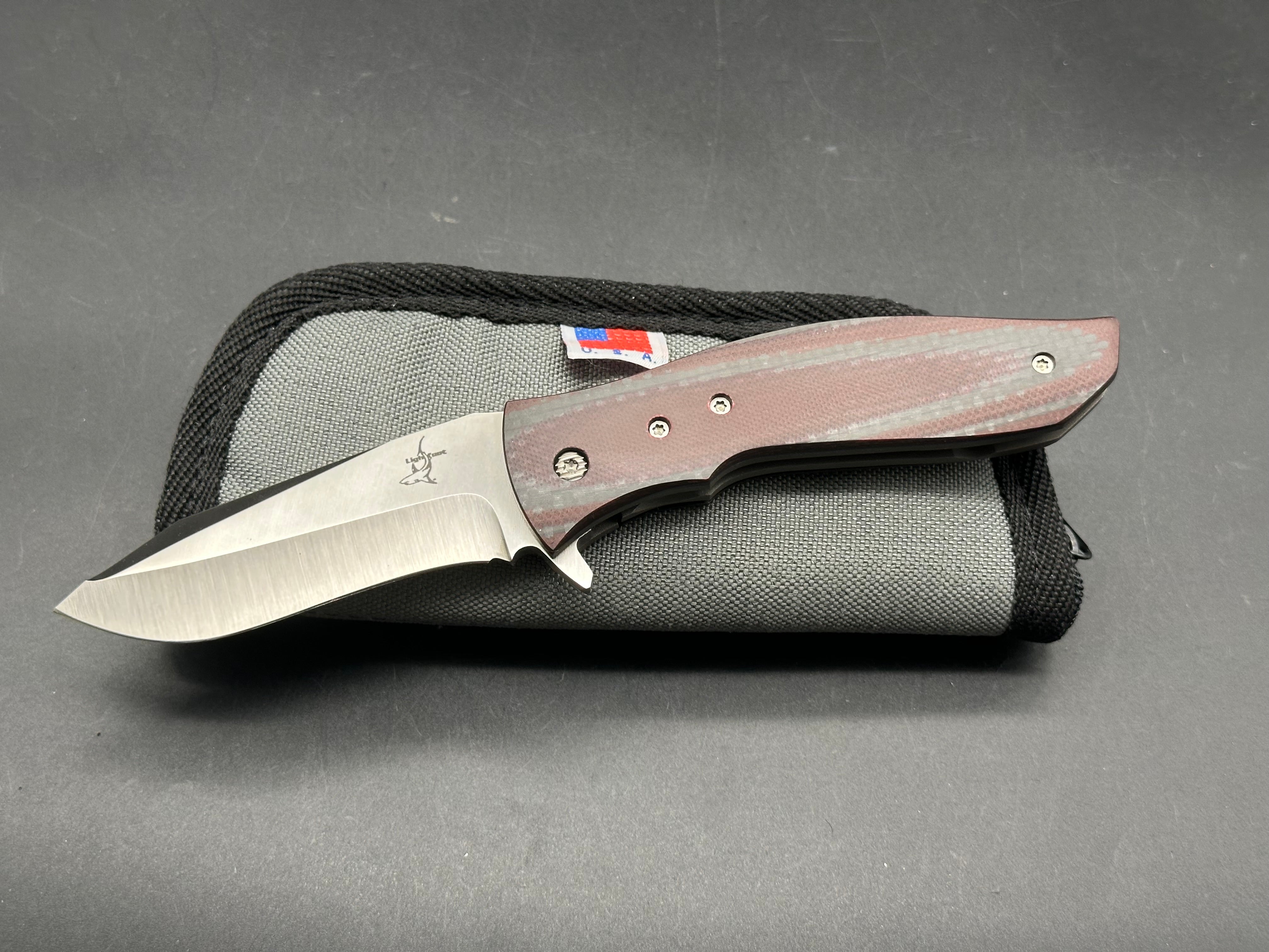 Greg Lightfoot Custom Bullwhip with CPM 154 Steel Blade & Red Carbon Fiber Handle - Perfect for Outdoor Adventures, Survival Gear, and Collectors