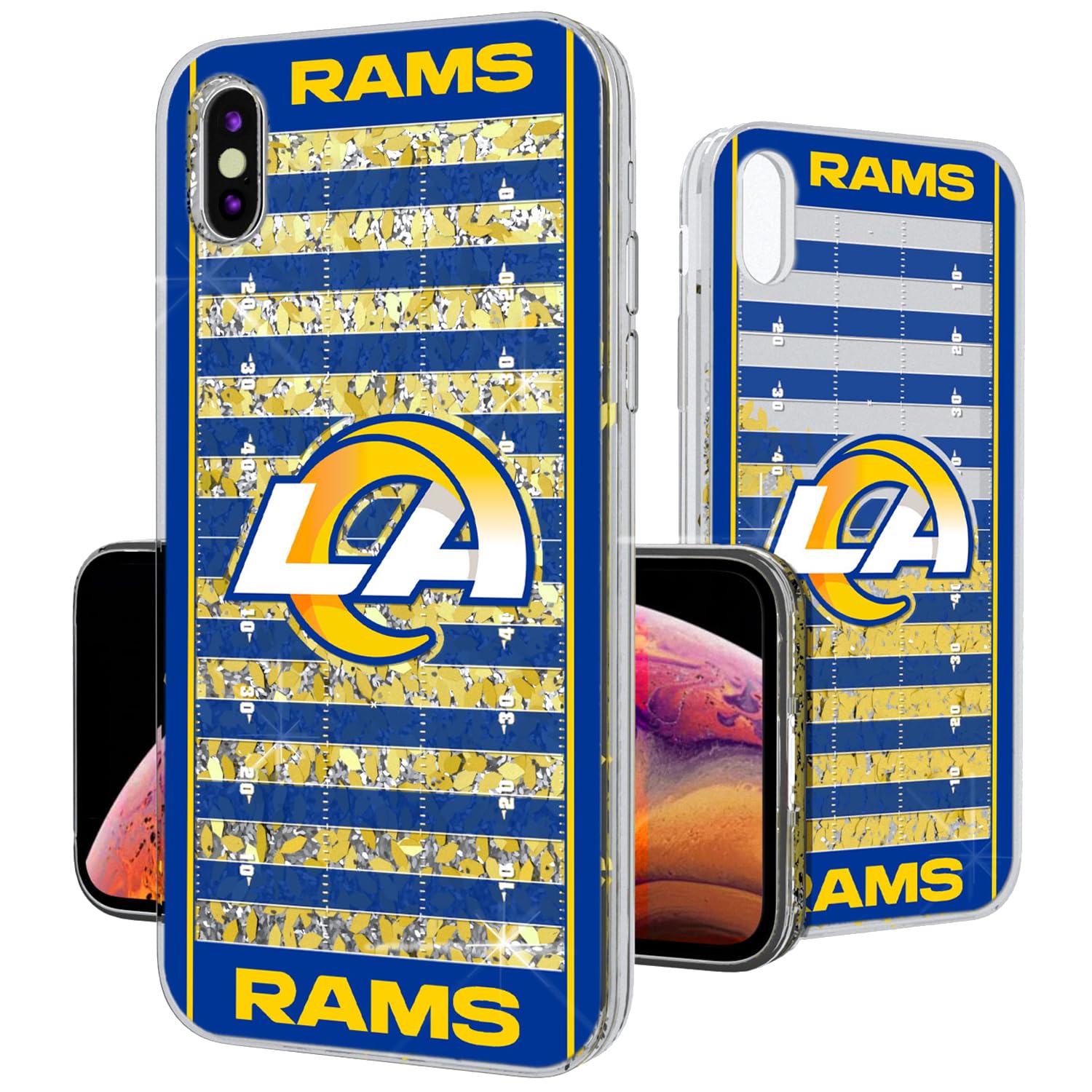 Los Angeles Rams Glitter iPhone Case - Shatterproof Protective Cover for iPhone 14/13/12/11 Pro Max - Football Team Design for Fans - Perfect for Game Day & Everyday Use