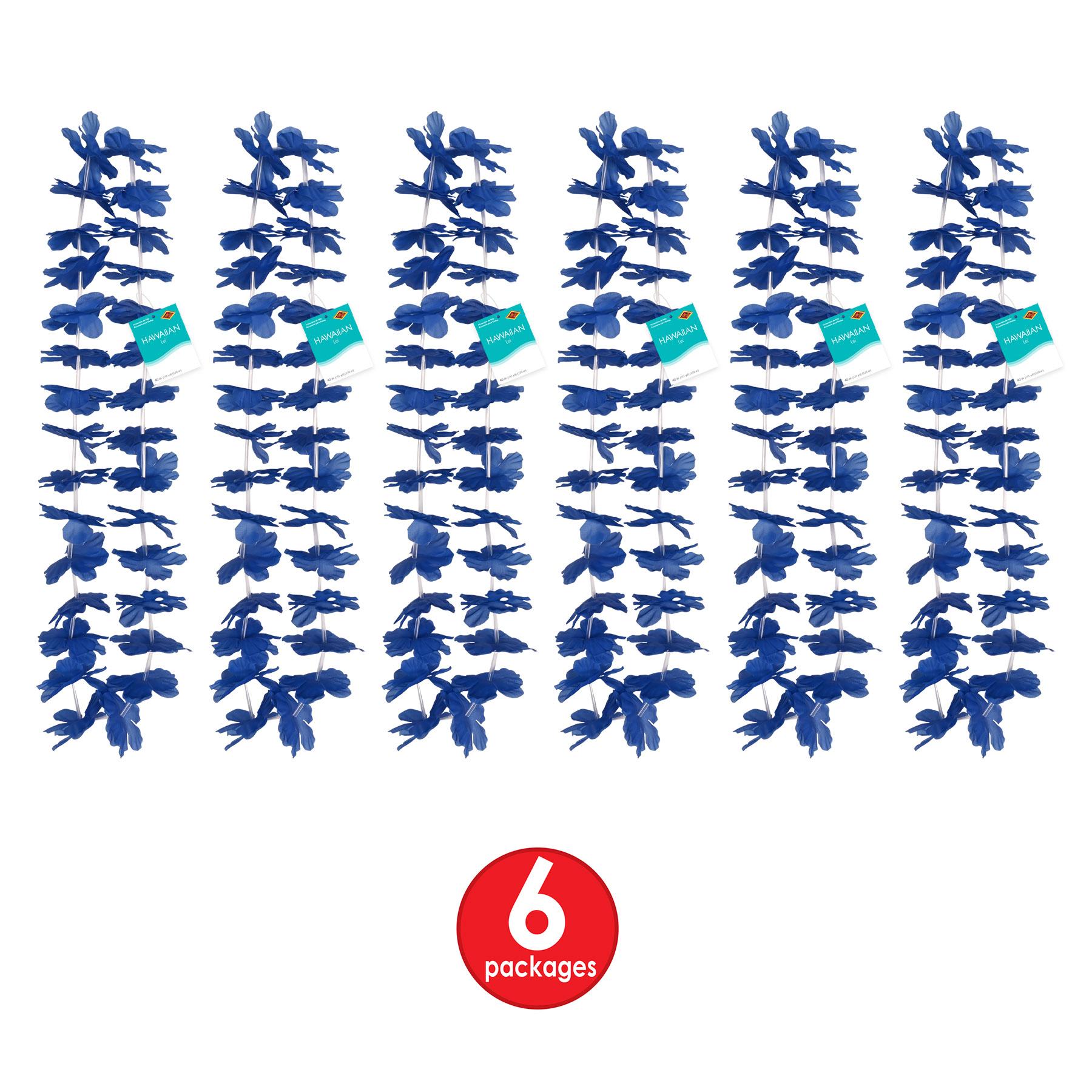 12 Pack Beistle Luau Party Blue Hawaiian Lei - Tropical Themed Necklaces for Hawaiian Luau, Beach Party, Summer Festival & Costume Accessories