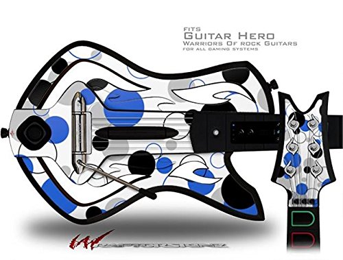 Blue on White Dots Decal Skin for Warriors of Rock Guitar Hero Guitar - Compatible with Rock Band Game Accessories (Guitar Not Included) - Perfect for Gaming Setups and Customizing Your Guitar Controller