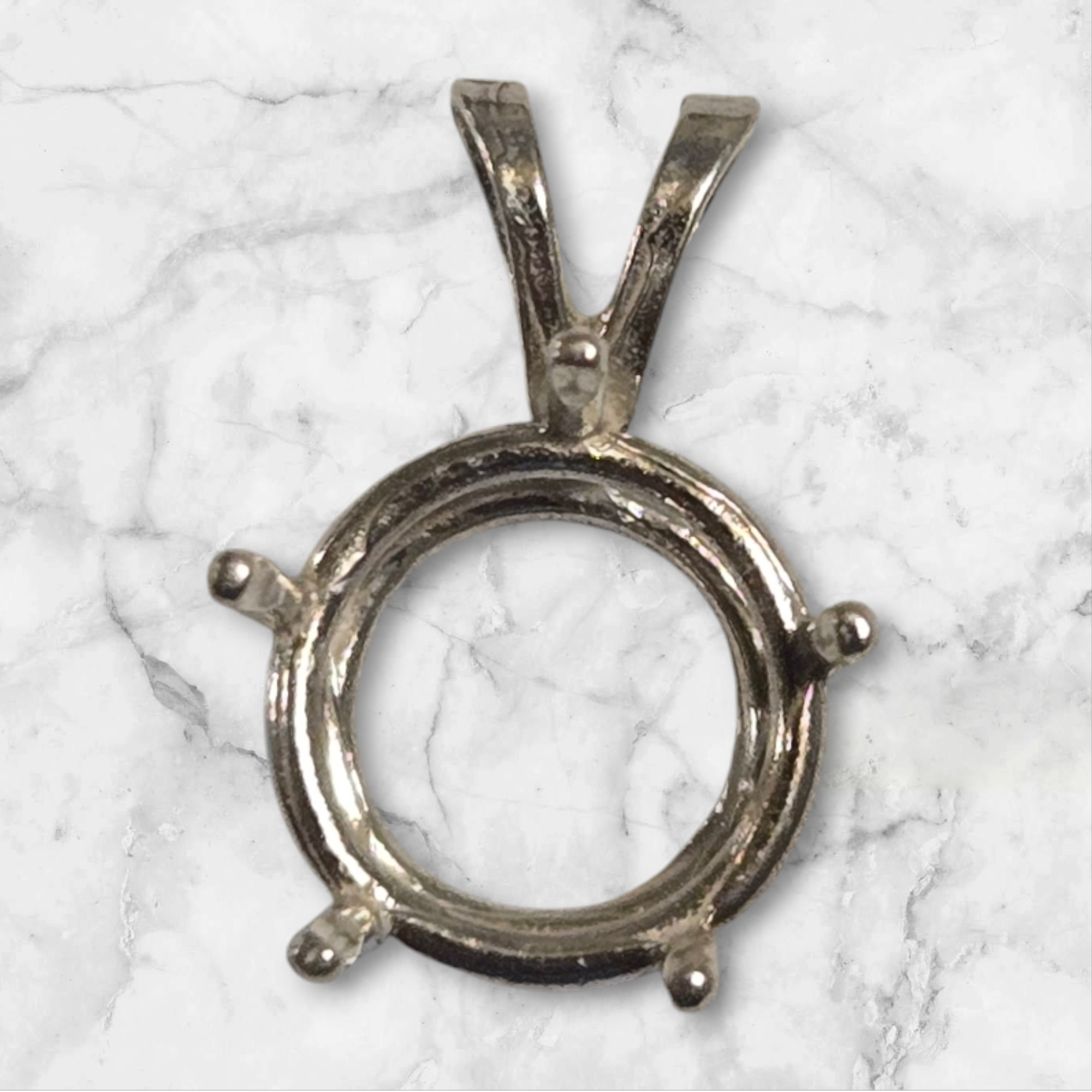 Solid Sterling Silver or 14kt Gold 9-15mm Deep Round Pendant Setting - Handcrafted Jewelry Findings for Necklace Making - Perfect for DIY Jewelry, Gift Giving & Craft Projects (Made in USA)