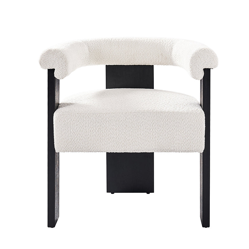 Fedor Boucle Dining Chair - Modern Upholstered Accent Chair for Kitchen, Dining Room, or Office - Soft Velvet Fabric & Sturdy Metal Legs - Elegant Home Decor & Comfortable Seating Solution